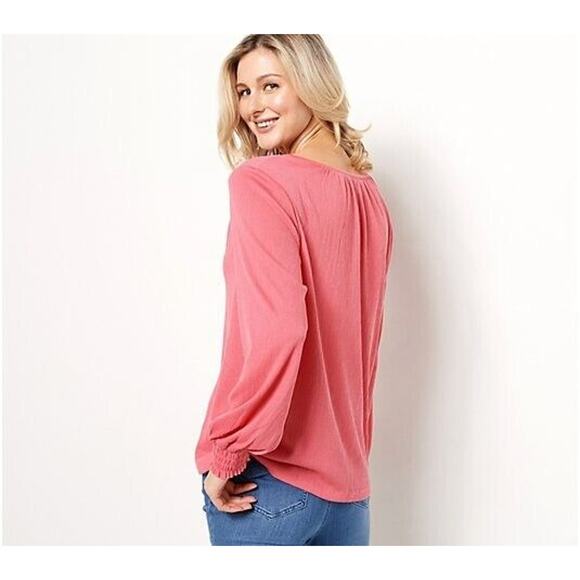 CANDACE CAMERON BURE‎ NEW $64 Textured Knit Top w/ Smocked Cuff Black 4X - Picture 2 of 2